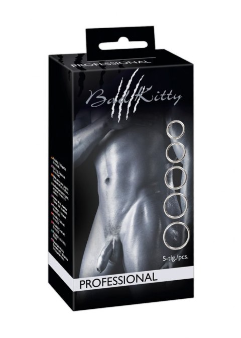 Zestaw 5 pierścień na penisa metalowy stalowy Bad Kitty