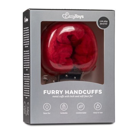 Kajdanki-Furry Handcuffs - Red Easytoys