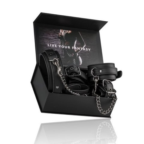 Zestaw BDSM do krępowania rąk nóg z obrożą bondage Easytoys