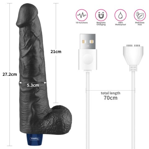 10.5" REAL SOFTEE Rechargeable TPE Vibrating Dildo(Black) Lovetoy
