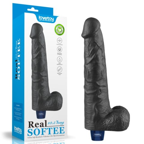 10.5" REAL SOFTEE Rechargeable TPE Vibrating Dildo(Black) Lovetoy