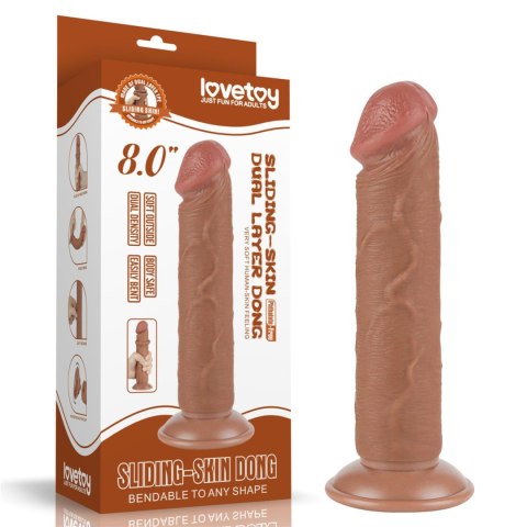 8'' Sliding Skin Dual Layer Dong Brown Lovetoy