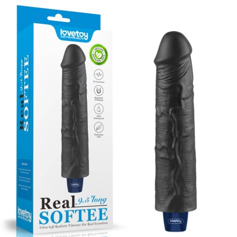 9.5" REAL SOFTEE Rechargeable TPE Vibrating Dildo(Black Lovetoy