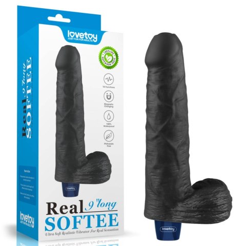 9" REAL SOFTEE Rechargeable TPE Vibrating Dildo(Black) Lovetoy