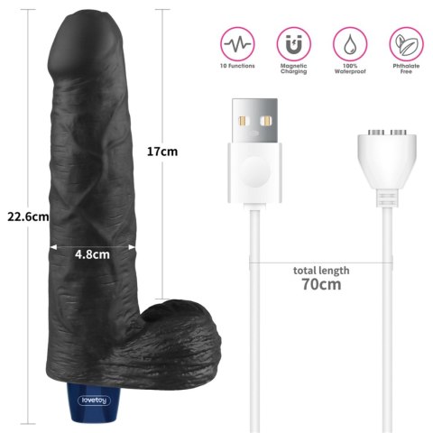 9" REAL SOFTEE Rechargeable TPE Vibrating Dildo(Black) Lovetoy