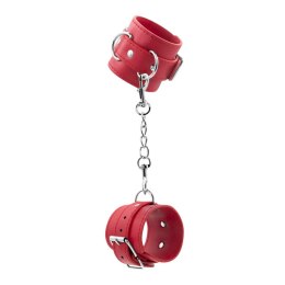 BONDAGE LOVE LEATHER HANDCUFFS CRUSHIOUS RED Crushious