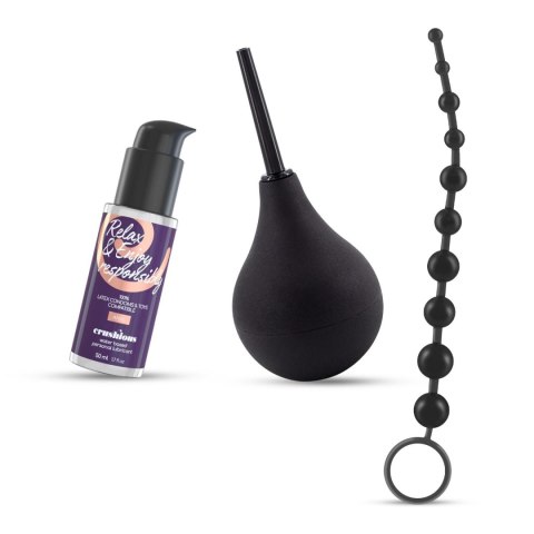 CRUSHIOUS ANAL THRILL ANAL DOUCHE 90ML WITH ANAL LUBRICANT 50ML AND 10 BEAD ANAL CHAIN Crushious