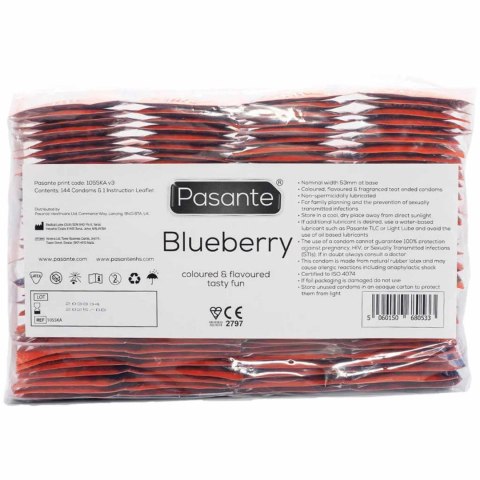 Pasante Blueberry Blast Condoms Bulk Packs 144 pcs Pasante
