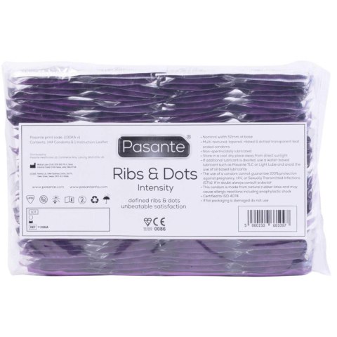 Pasante Ribs & Dots/Intensity Condoms Bulk Packs 144 pcs Pasante