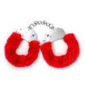CRUSHIOUS SPANGLE METAL CUFFS WITH PLUSH RED Crushious