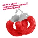 CRUSHIOUS SPANGLE METAL CUFFS WITH PLUSH RED Crushious
