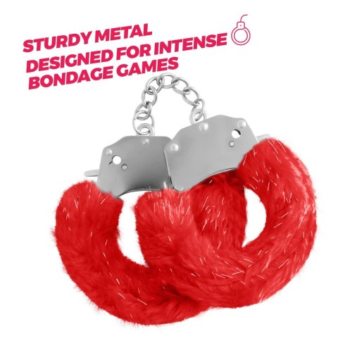 CRUSHIOUS SPANGLE METAL CUFFS WITH PLUSH RED Crushious