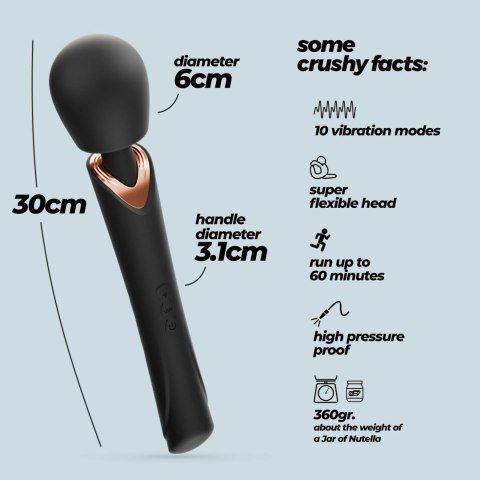 CRUSHIOUS HOLLY RECHARGEABLE WAND MASSAGER BLACK Crushious