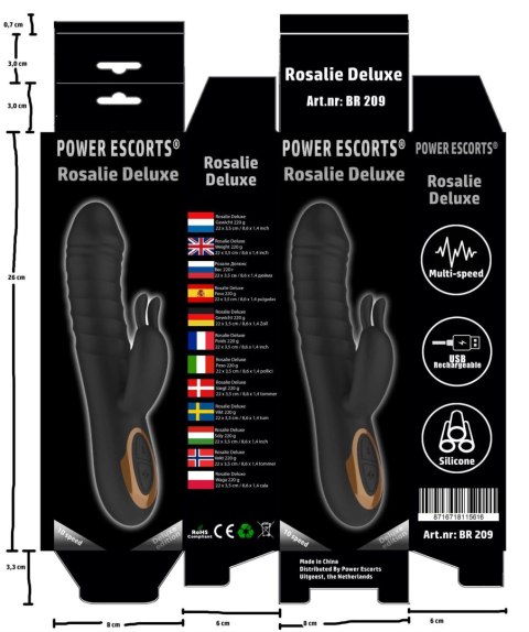 Power Escorts - BR209 - Rosalie Deluxe - Rechargeable Rabbit Vibrator - Silicone Power Escorts
