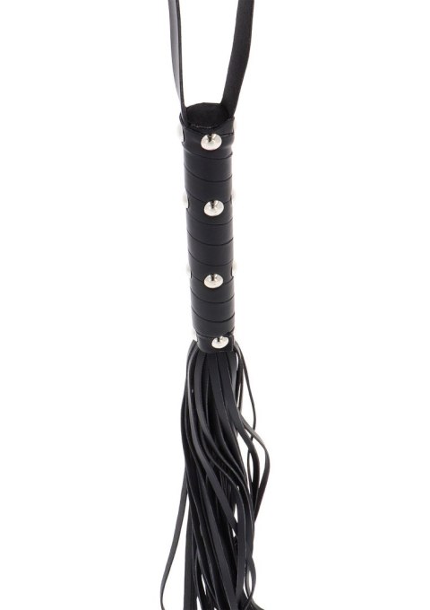 Long Studded Flogger Whip Black Hidden Desire
