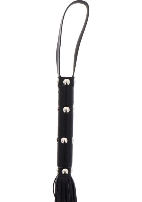 Long Studded Flogger Whip Black Hidden Desire
