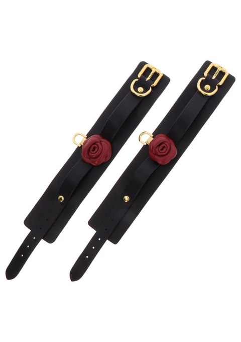 Wild Roses Ankle Cuffs Black Taboom