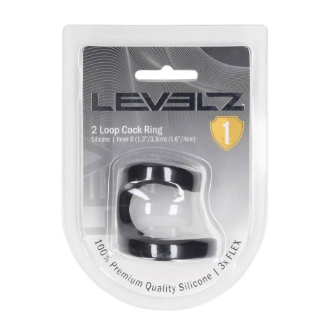 2 Loop Silicone Cockring - Black Levelz by Shots