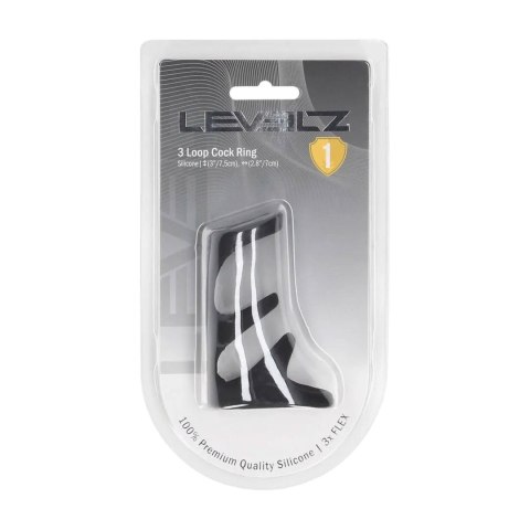 3 Loop Silicone Cockring - Black Levelz by Shots