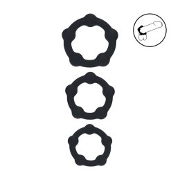 Beaded Silicone Cockring Set of 3 - S/M/L - Black Levelz by Shots