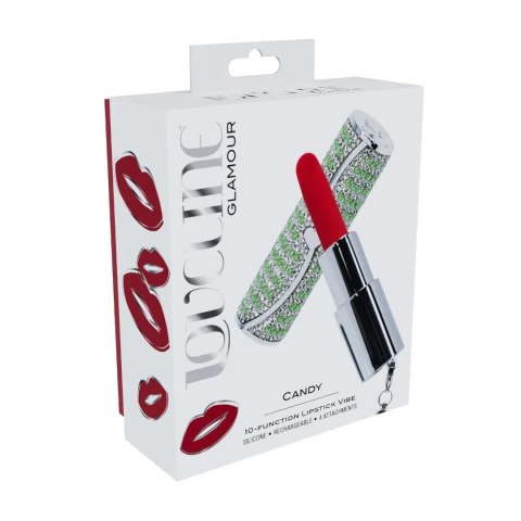 Candy - Lipstick Vibrator with 4 Attachments - Green Loveline
