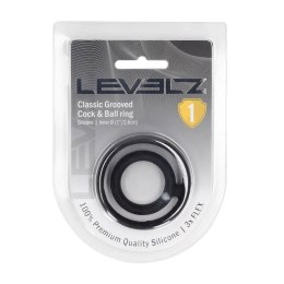 Classic Grooved Silicone Cock and Ball Ring - Black Levelz by Shots