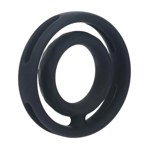 Classic Grooved Silicone Cock and Ball Ring - Black Levelz by Shots