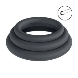 Classic Silicone Cockring Set of 3 - L/XL/XXL - Black Levelz by Shots