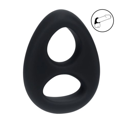Double Liquid Silicone Cock and Ball Ring - Black Levelz by Shots