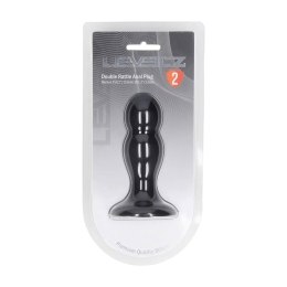 Double Rattle Liquid Silicone Anal Plug - M - Black Levelz