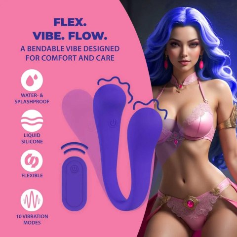 Dual-ended Bendable Vibe with Remote Control - Purple Loveline