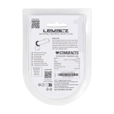 Ergo Liquid Silicone Cockring - Black Levelz