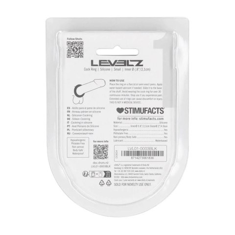 Liquid Silicone Cockring - S - Black Levelz by Shots