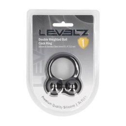 Liquid Silicone Double Weighted Ball Cockring - Black Levelz by Shots