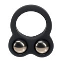 Liquid Silicone Double Weighted Ball Cockring - Black Levelz by Shots