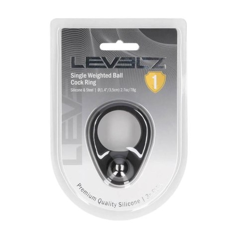 Liquid Silicone Single Weighted Ball Cockring - Black Levelz by Shots