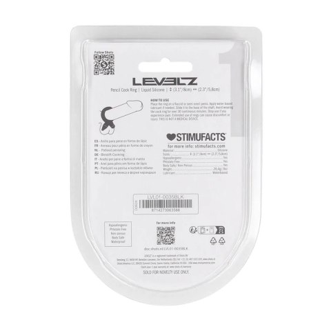Pencil Liquid Silicone Cockring - Black Levelz