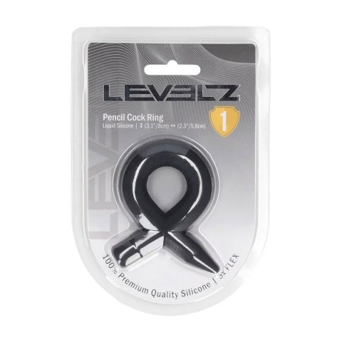 Pencil Liquid Silicone Cockring - Black Levelz
