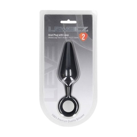 Silicone Anal Plug with Loop - L - Black Levelz
