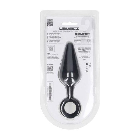 Silicone Anal Plug with Loop - L - Black Levelz