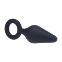 Silicone Anal Plug with Loop - L - Black Levelz