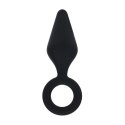 Silicone Anal Plug with Loop - M - Black Levelz