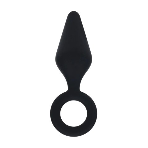 Silicone Anal Plug with Loop - M - Black Levelz