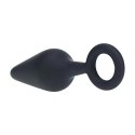 Silicone Anal Plug with Loop - M - Black Levelz