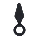 Silicone Anal Plug with Loop - S - Black Levelz