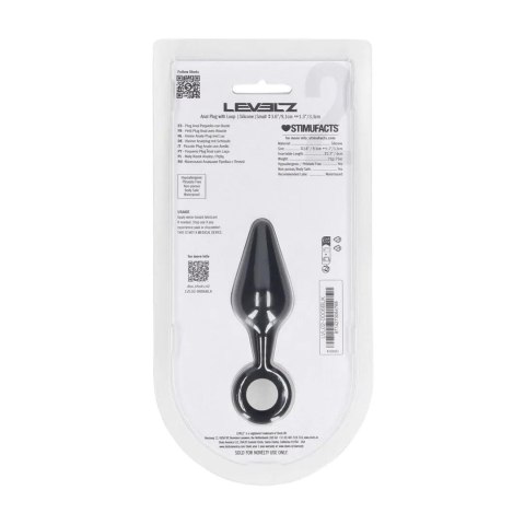 Silicone Anal Plug with Loop - S - Black Levelz