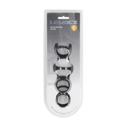 Silicone Cock and Ball Ring Set of 4 - Black Levelz by Shots