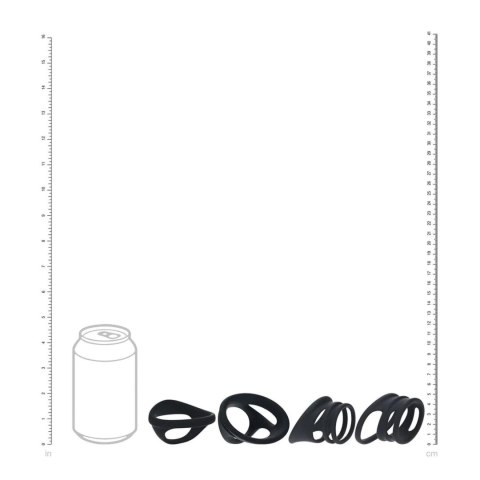 Silicone Cock and Ball Ring Set of 4 - Black Levelz by Shots