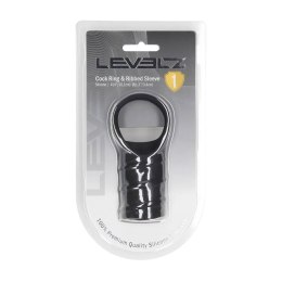 Silicone Cockring and Ribbed Sleeve - Black Levelz by Shots