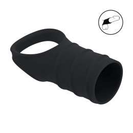 Silicone Cockring and Ribbed Sleeve - Black Levelz by Shots